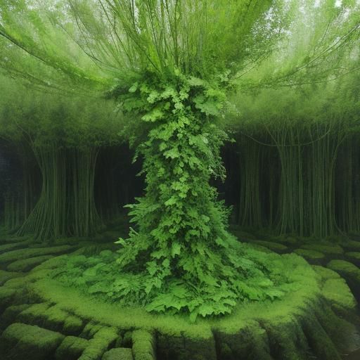 Green Expressionism Art with Intertwined Textures