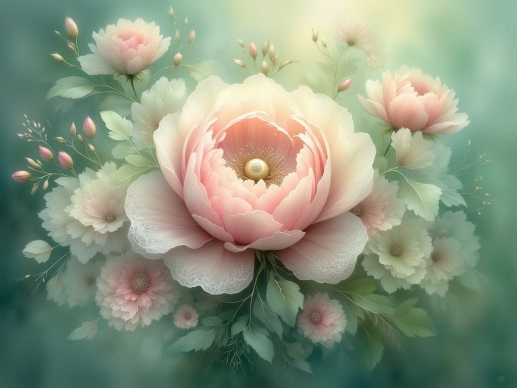 Delicate Pastel Fantasy Flower in Ethereal Mist