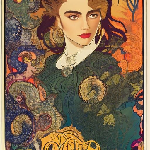 Elegant Woman in Vogue Pose with Intricate Details