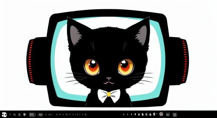 Cute Black Kitten in Manga Vector Style