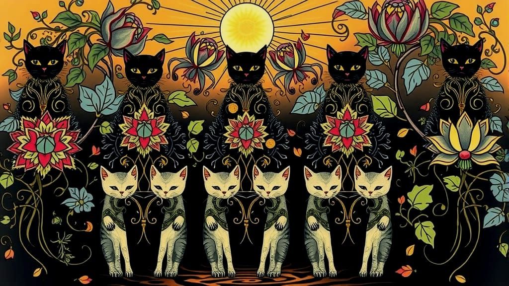 Vibrant Medieval Cat Illustration in Illuminated Manuscript ...