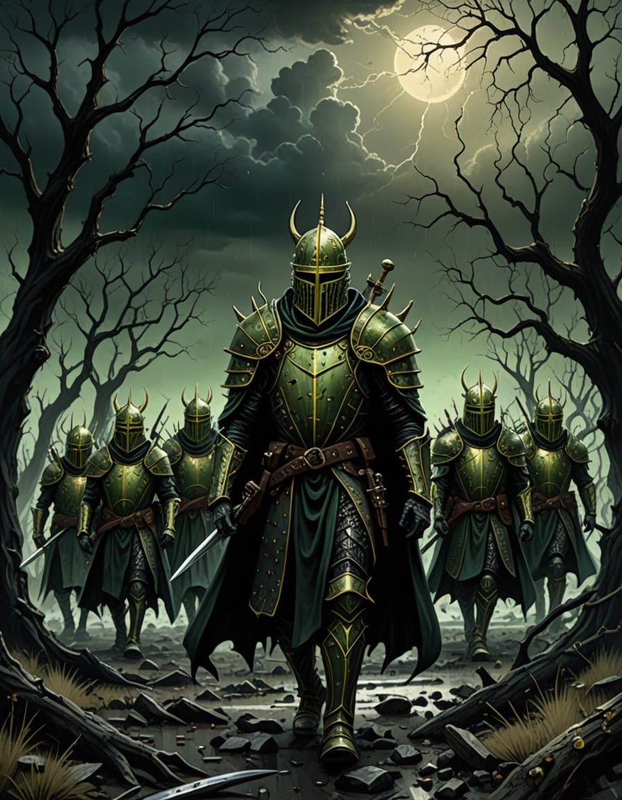 Gothic Pickle Men Army in Dark Fantasy Landscape