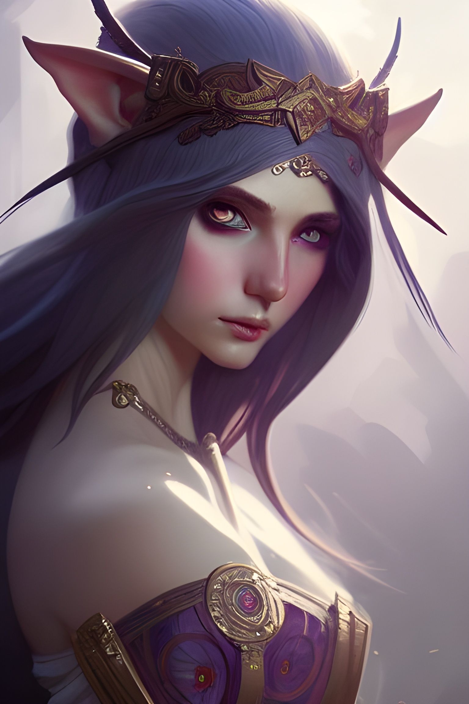Fantasy Elf Woman with Sharingan Eyes