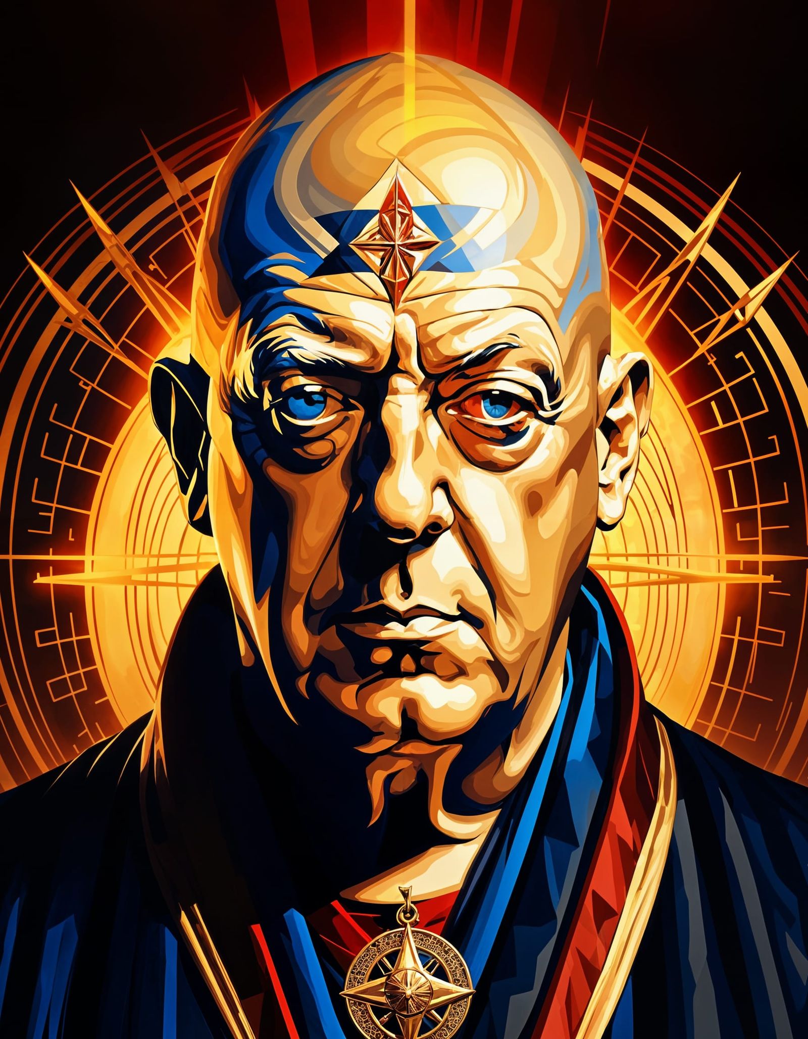 Aleister Crowley Portrait in Hyperdetailed Digital Art