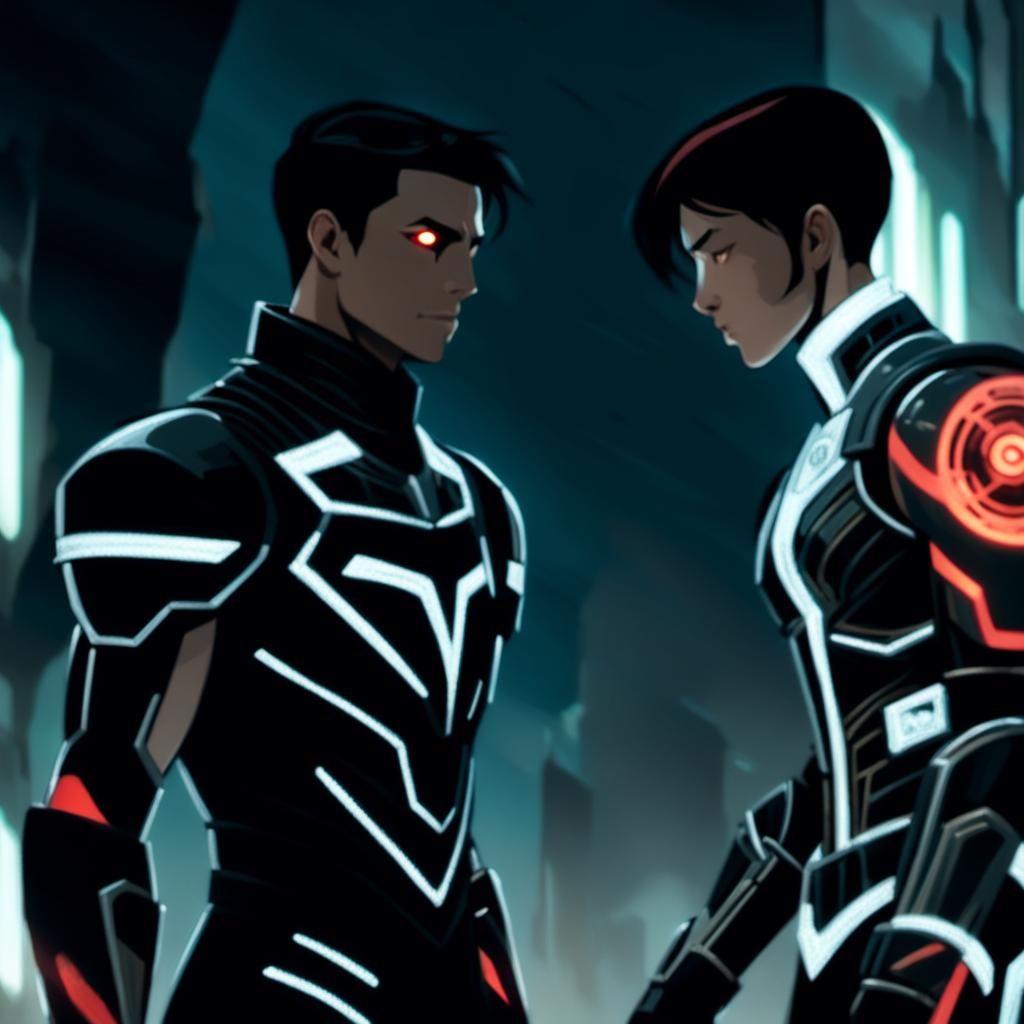 Hyperrealistic Armored Warriors Duel in Ruined City