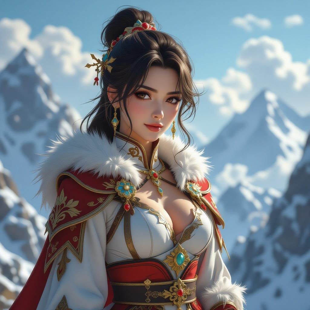 Ethereal Fantasy Maiden in Elaborate Anime-Inspired Attire