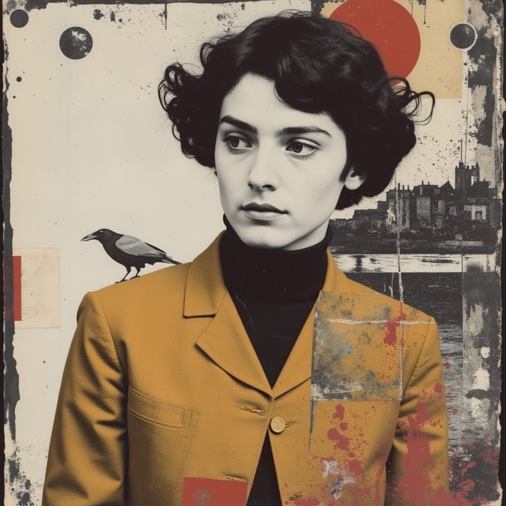 Surreal Portrait of a Man with Curly Hair in a Golden Ratio ...