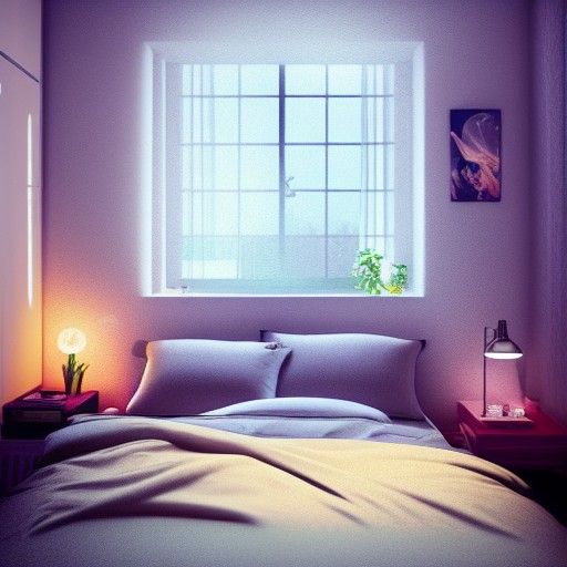 Detailed Realistic Chinese Bedroom with Fantasy Light