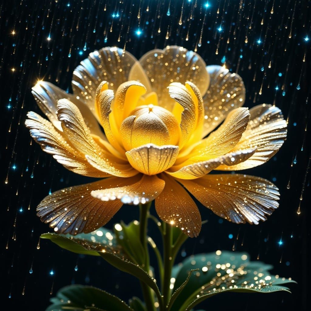 Golden Glitter Rain Under the Bioluminescent Milky Way