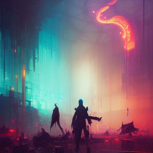 Aetherpunk Conflict in Vibrant Fantasycore Style