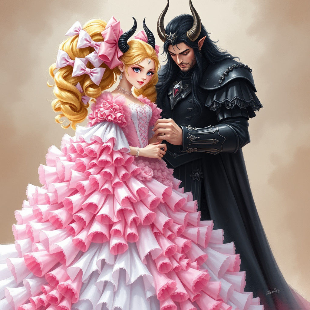 Demon King Tenderly Dresses Bride in Extravagant Wedding Gow...