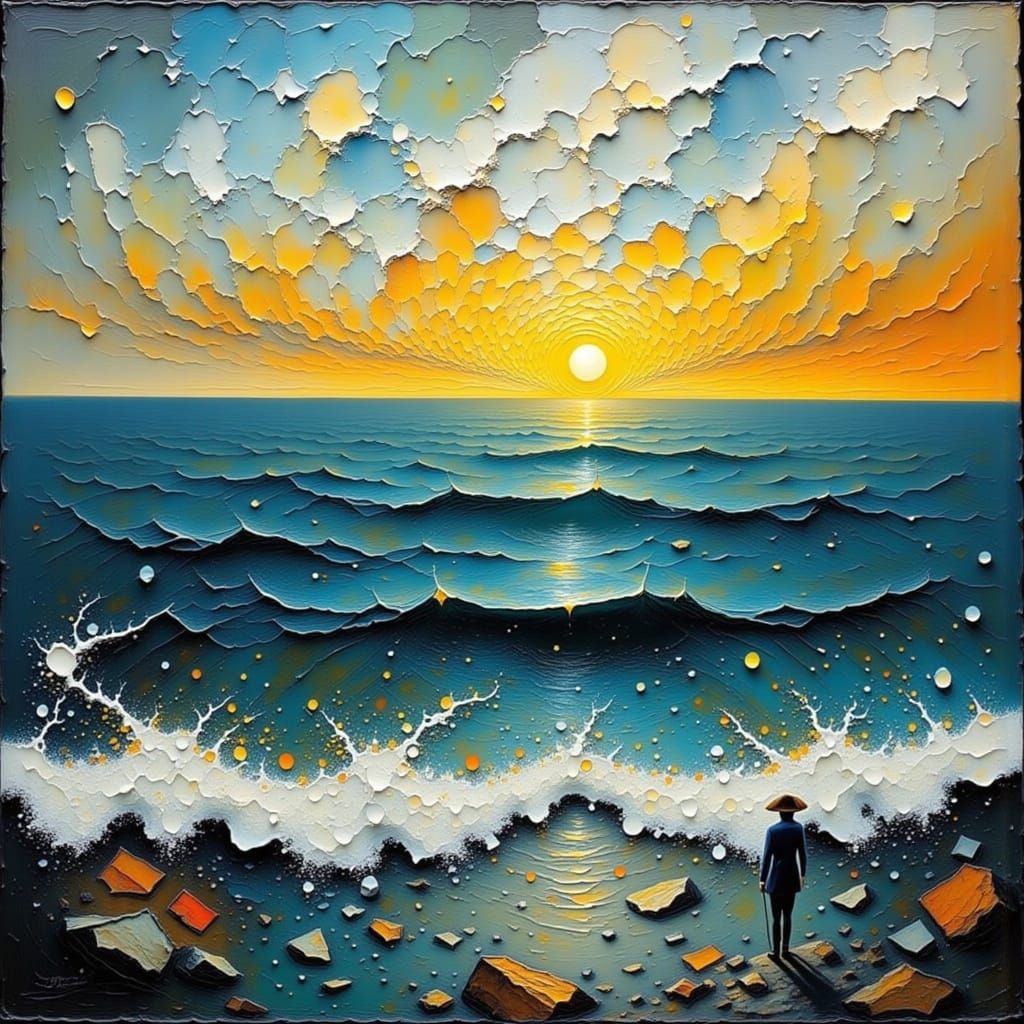 Impasto Seascape with Flux and Missing Persons