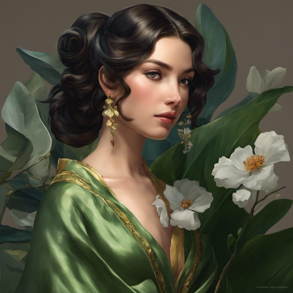 1700s Woman Portrait in Art Deco Style