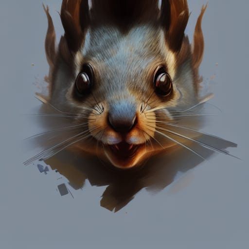 Detailed Squirrel Portrait in Art Nouveau Style