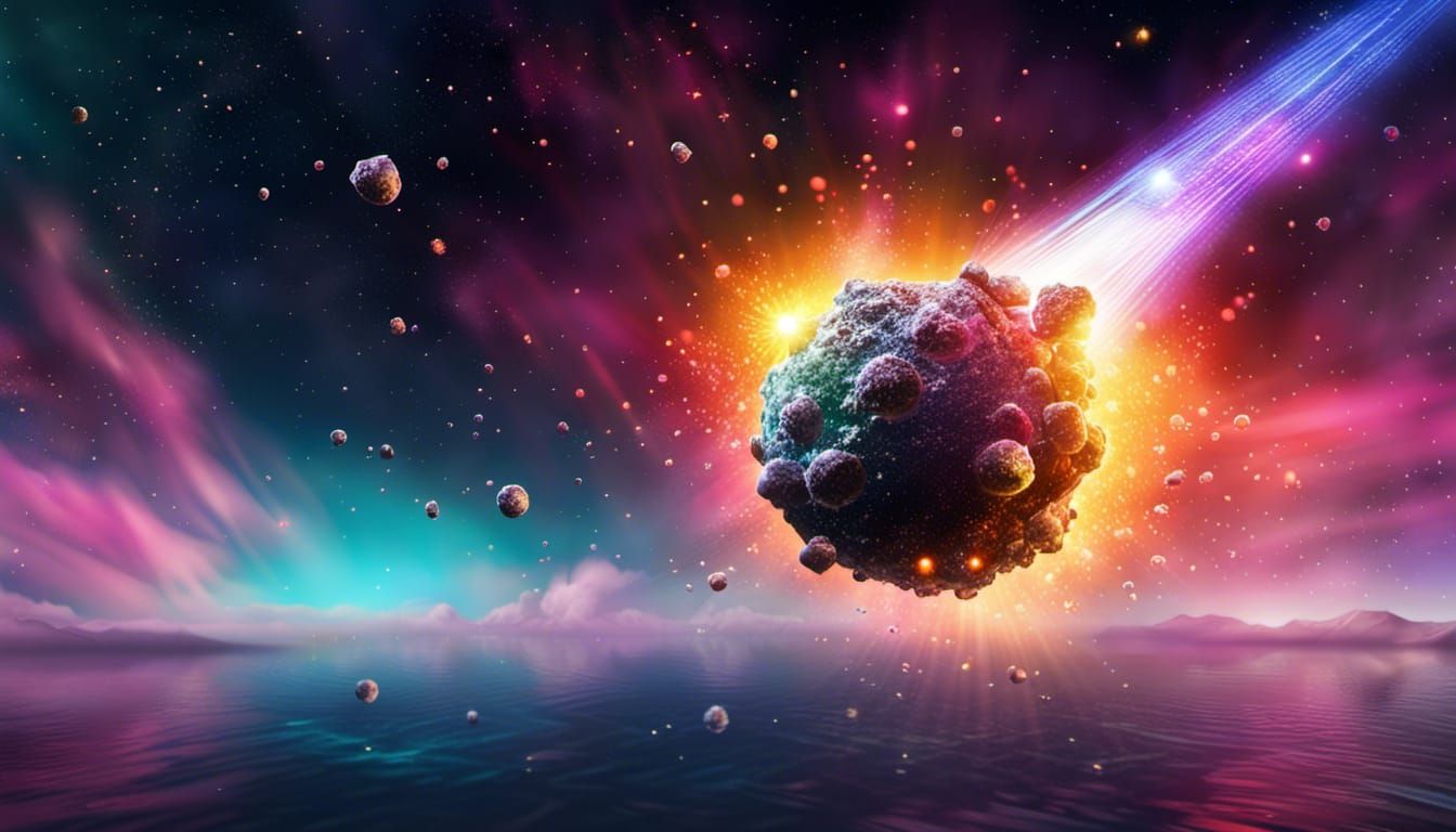 Colorful Crystal Meteors Splashing into Water