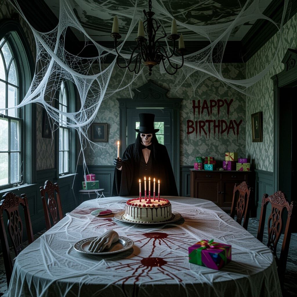 Gothic Mansion Halloween Birthday Party Scene