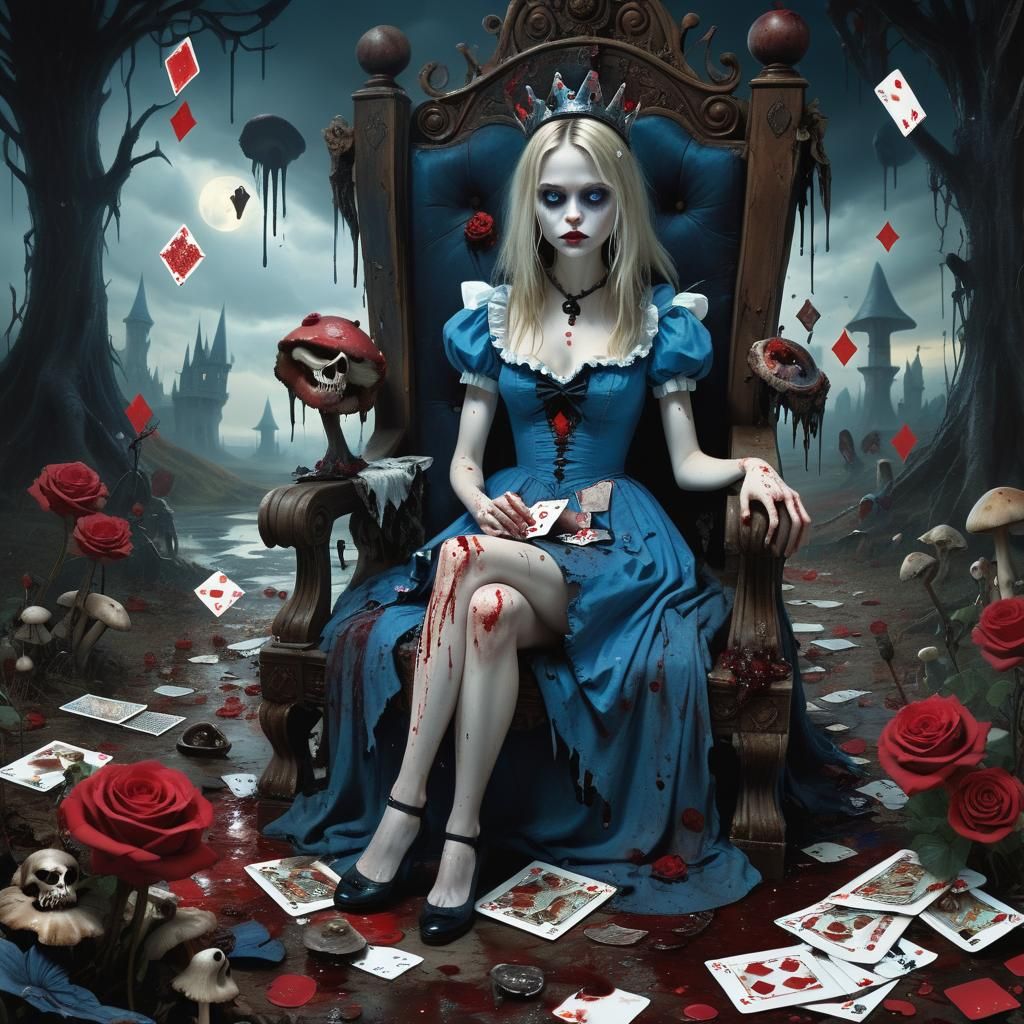 Twisted wonderland  with Alice in a blood stained