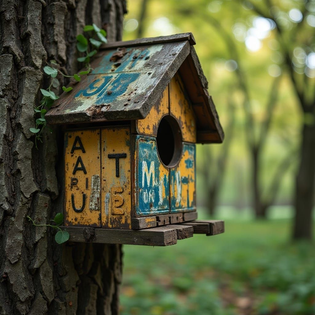 License Plate Birdhouse in Cinematic Photorealism