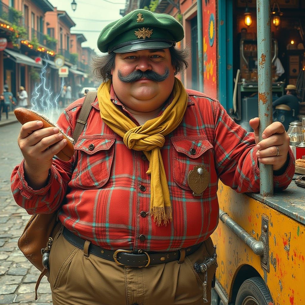 New Orleans Hot Dog Vendor in Eccentric Attire