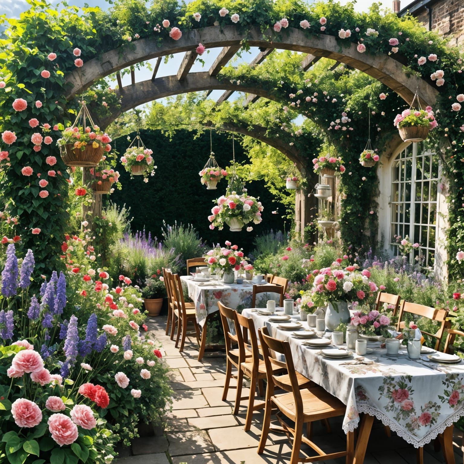Quintessential English Garden Tea Party Scene