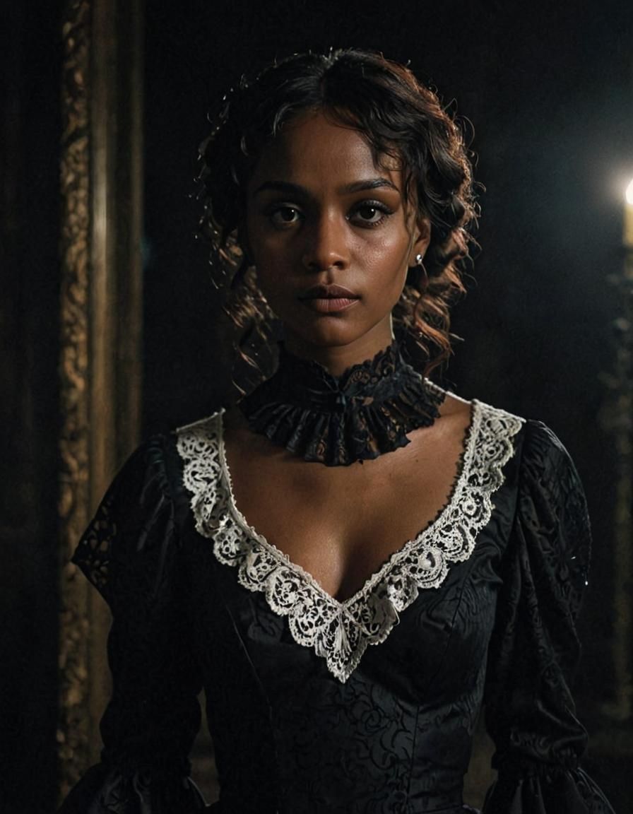 Gothic Portrait of Woman in Dark Romanticism Style