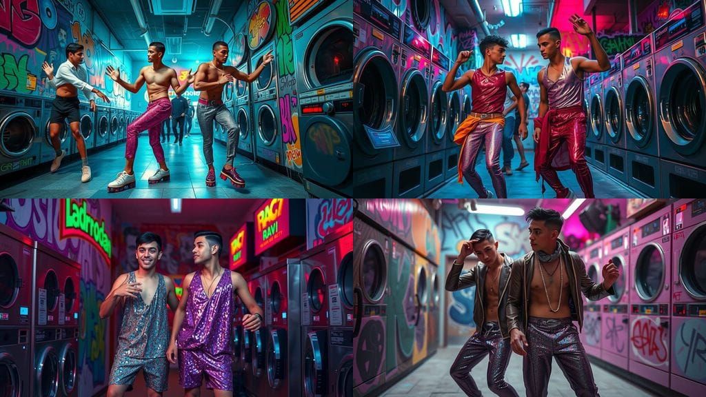 Toronto Laundromat Rave with Dancing Men in Glitter