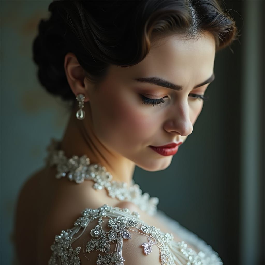Elegant Woman in Vintage Style Clothing