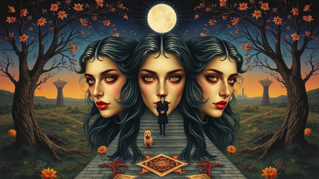 Surreal Dystopian Fantasy in Watercolor Style