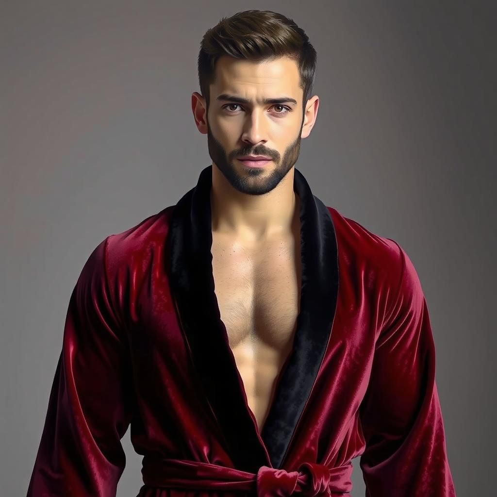 Serene Man in Velvet Robe, as Impasto Painting