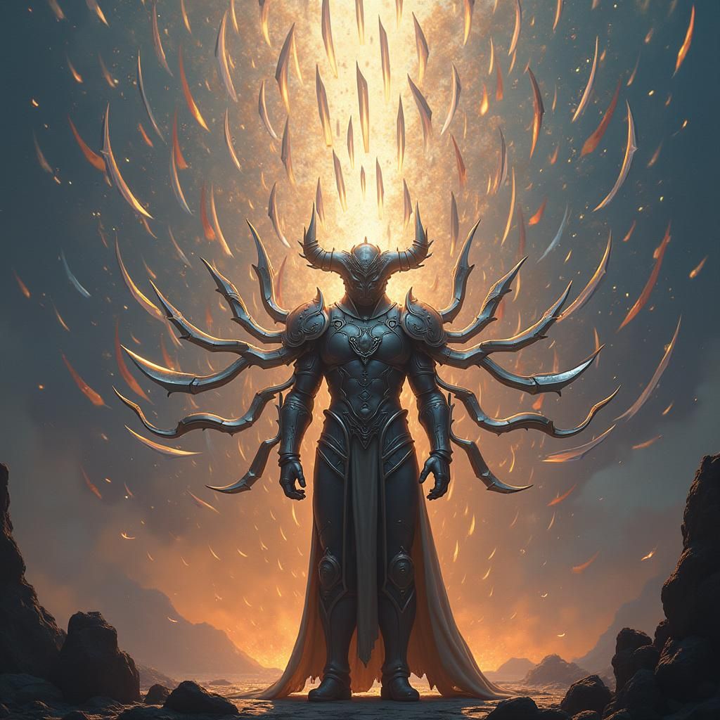 Deity of Swords in Epic Fantasy Style