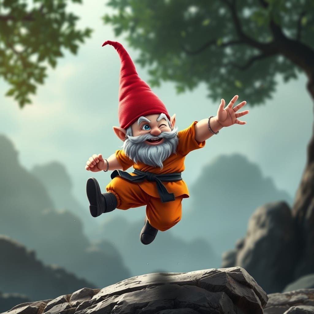 Dragon Ball Gnome Karate Kick in Manga Style