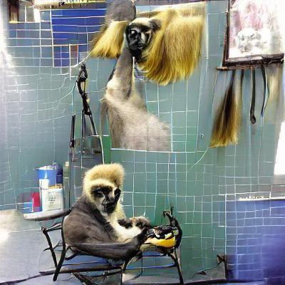 Gibbon at the Barber Shop