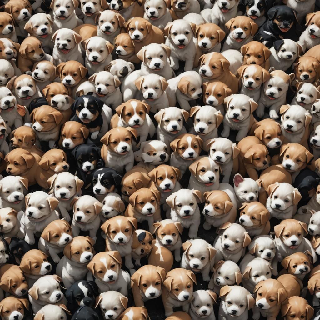 Puppies Everywhere in Anime-Inspired 3D Art