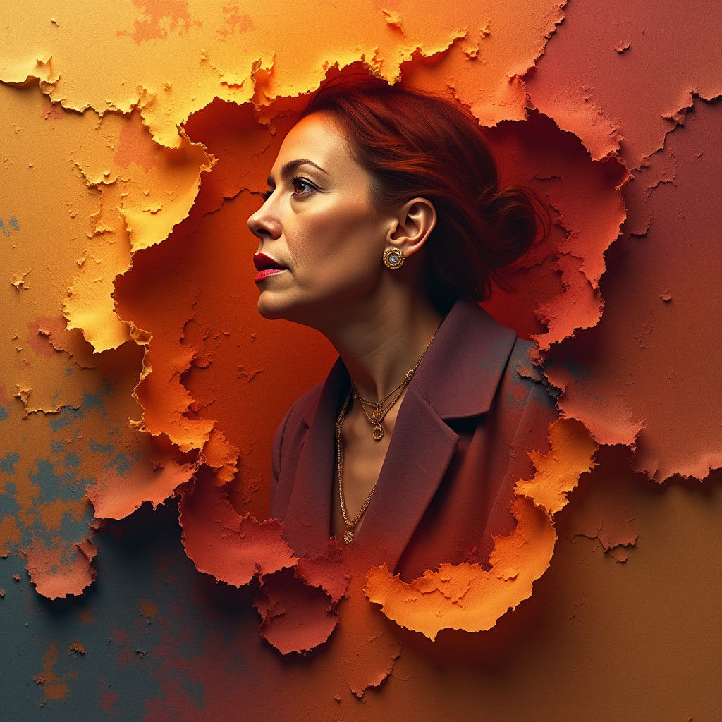 Kamala Harris in Abstract Autumn Collage