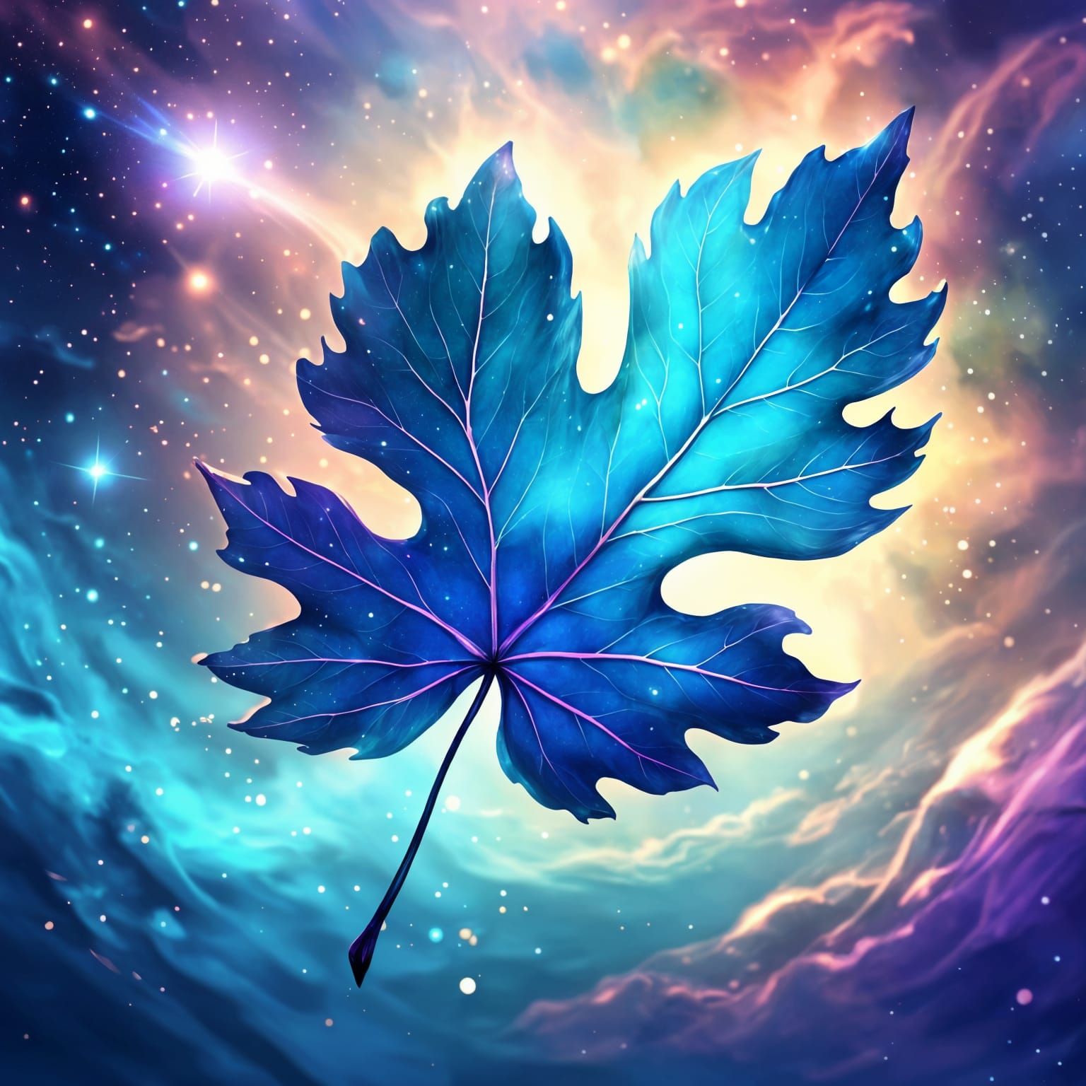 Celestial Azure Leaf Digital Art