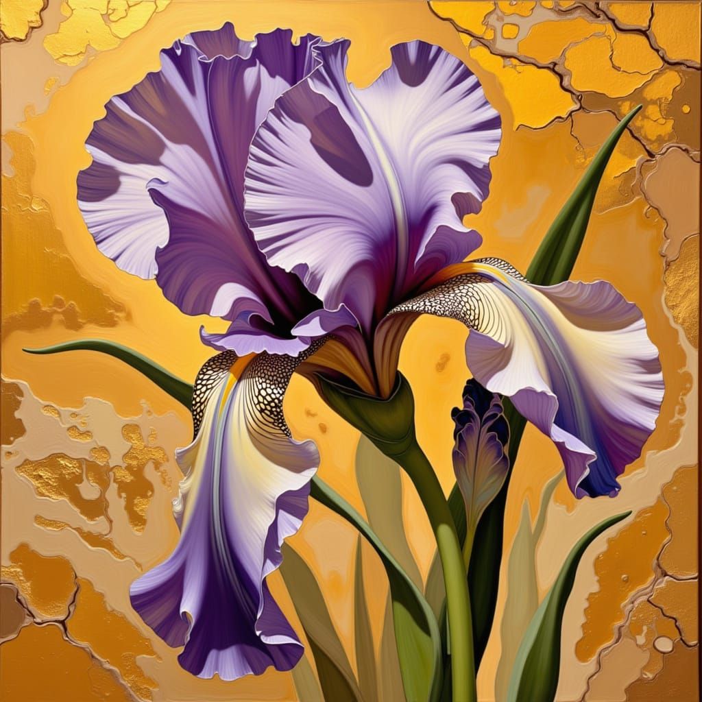 Hyper-Realistic Iris Bloom in Soft Golden Light