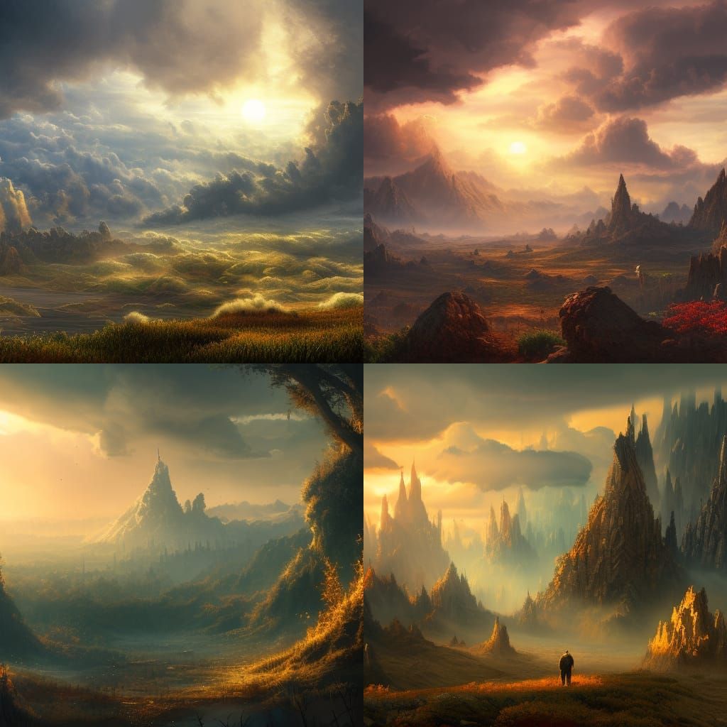 Epic Worldscape at Sunset: Detailed Matte Painting