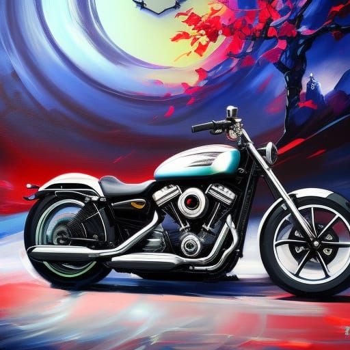 Haunted Motorcycle Speed Painting in Noir Style