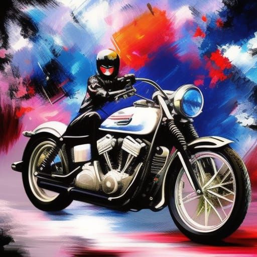 Haunted Motorcycle Speed Painting in Noir Style