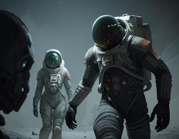 Aliens in Spacesuits on the Moon: Dark Fantasy
