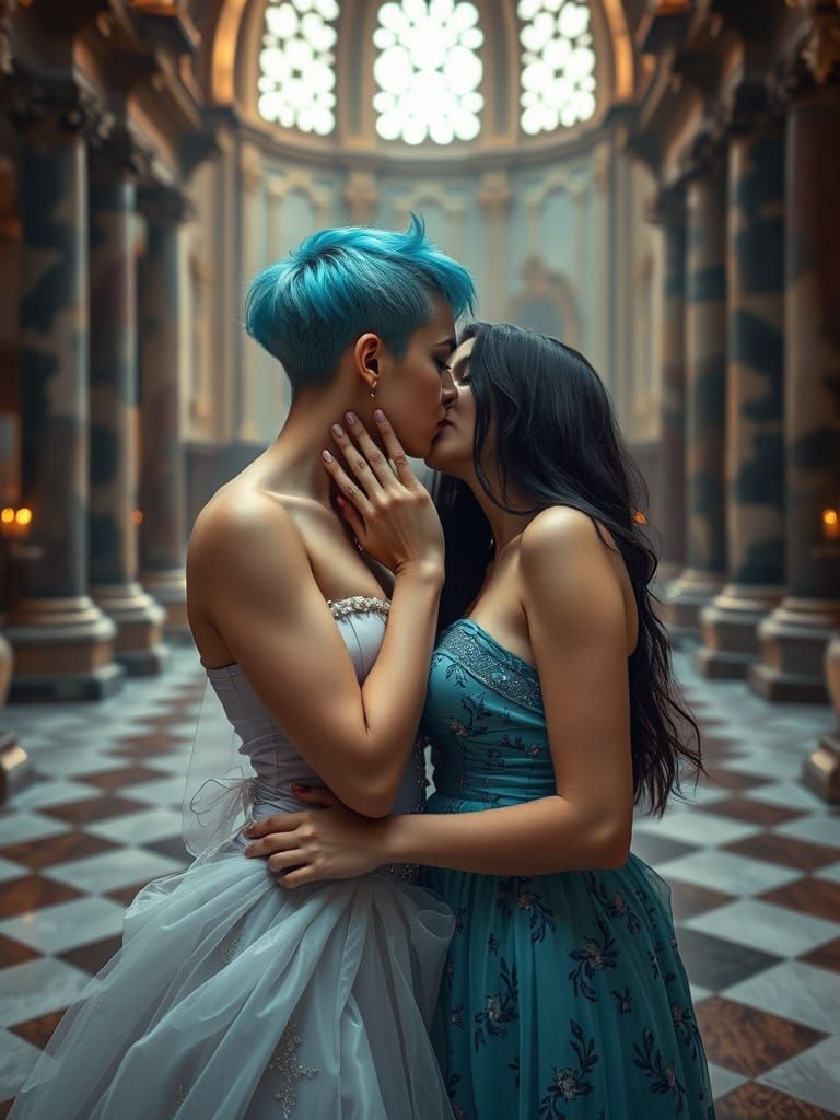 Kissing in a palace (modern)