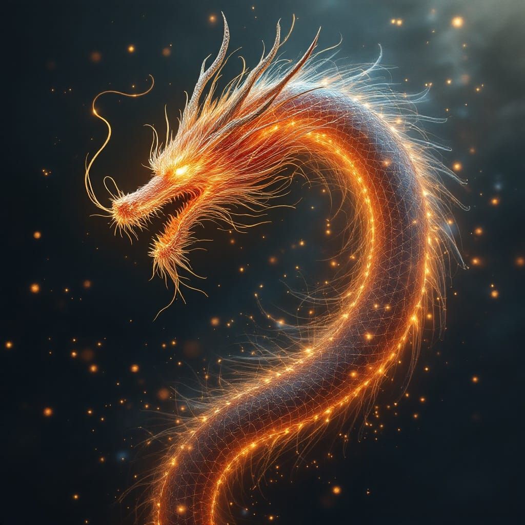 Dragon Created with Spirograph Lights and Slit-Scan