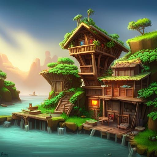 Tiki Voodoo Game Level in 3D Digital Art