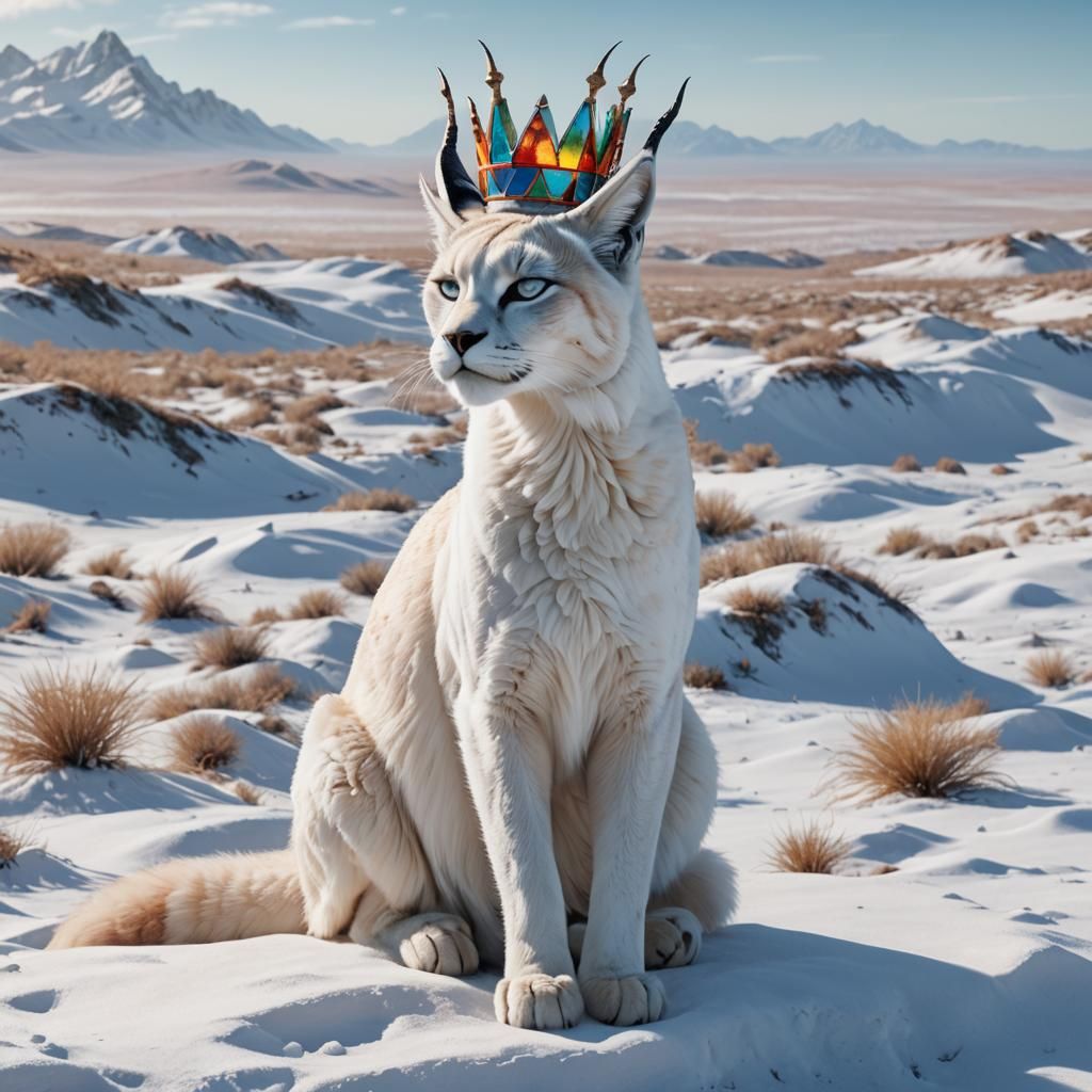 Caracal in Stained Glass Crown: Digital Matte Painting