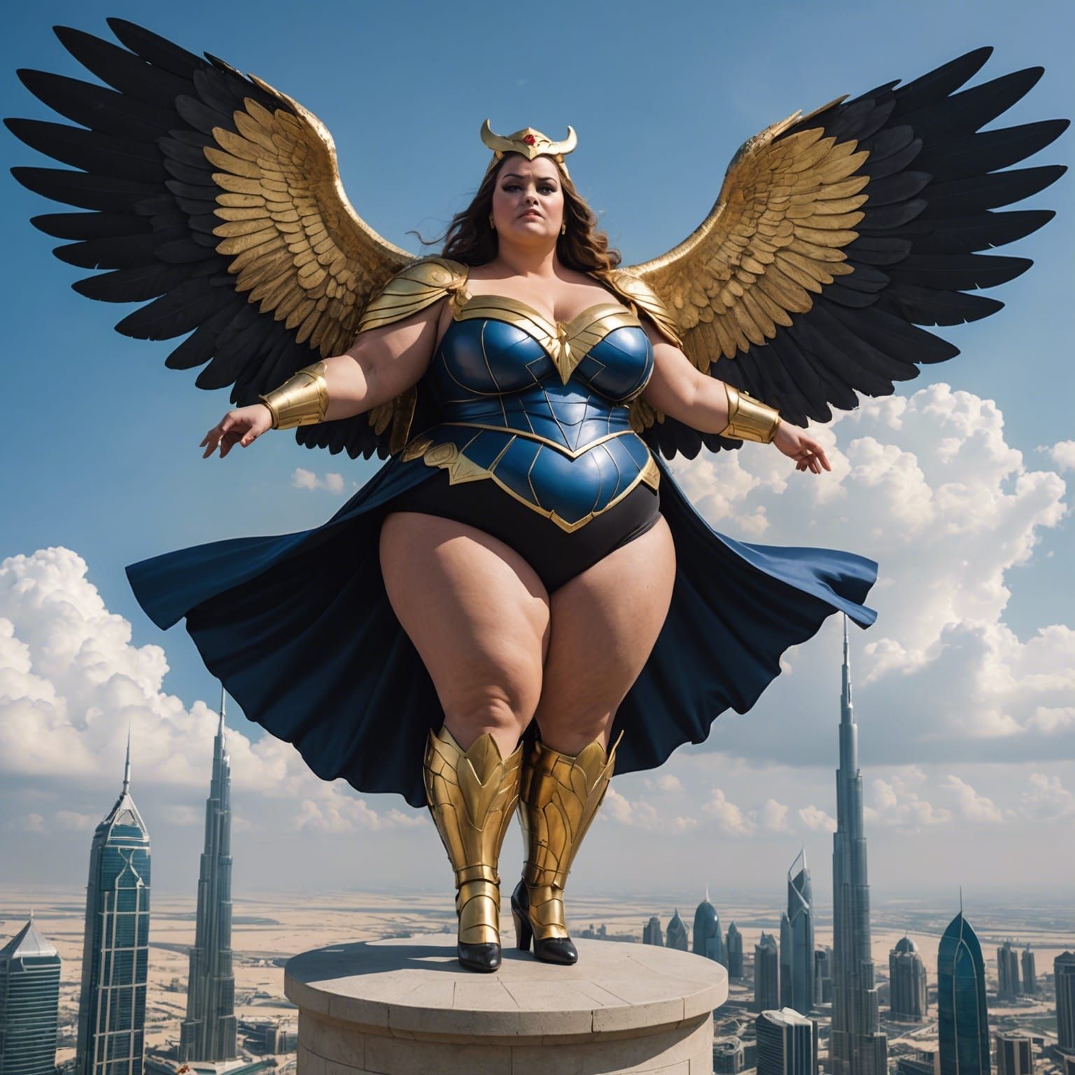 Owlwoman Superheroine Soaring Above Dubai: Cyberpunk Gothic ...