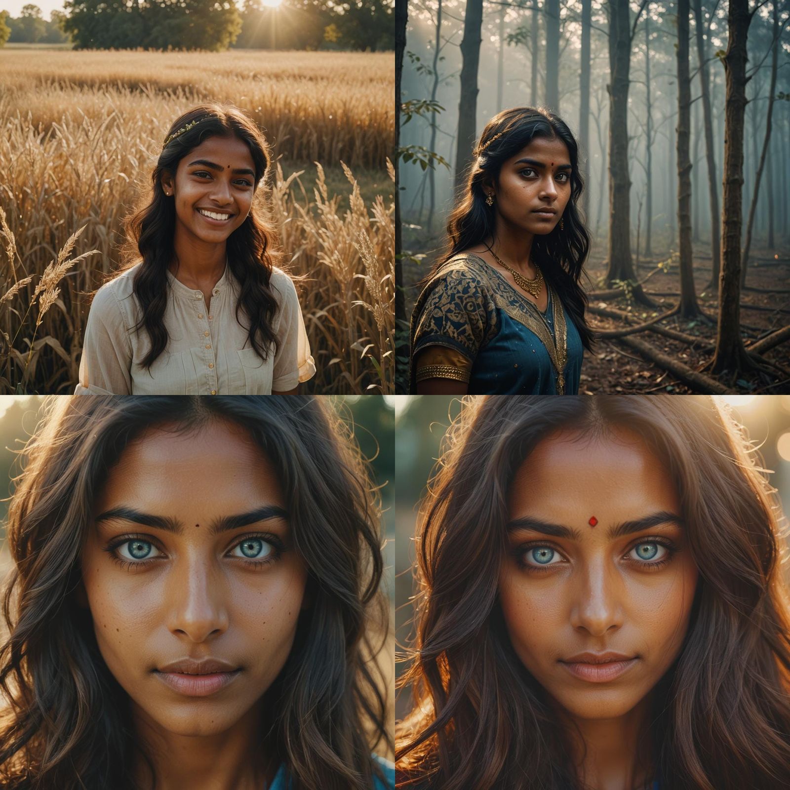 Beautiful Indian Girl with Blue Eyes: Cinematic Portrait