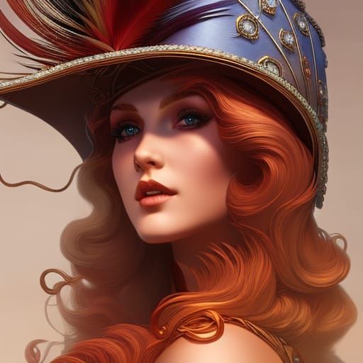 Jeweled Hat Portrait in Hyperdetailed Style