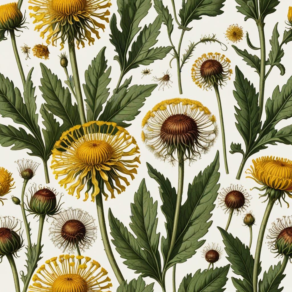 Botanical Illustration of Common Dandelion in 18th-Century S...