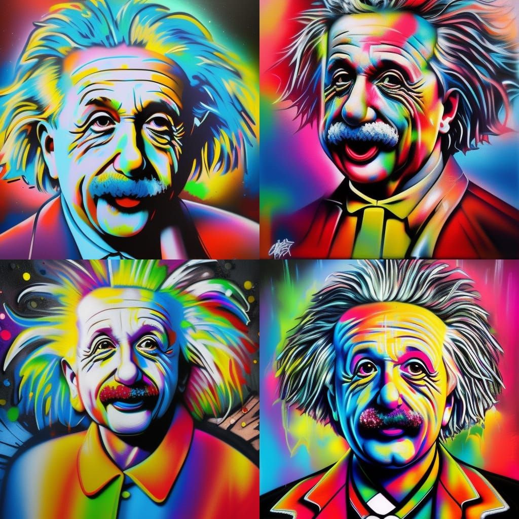 Einstein Graffiti Art in Polychromatic Colors