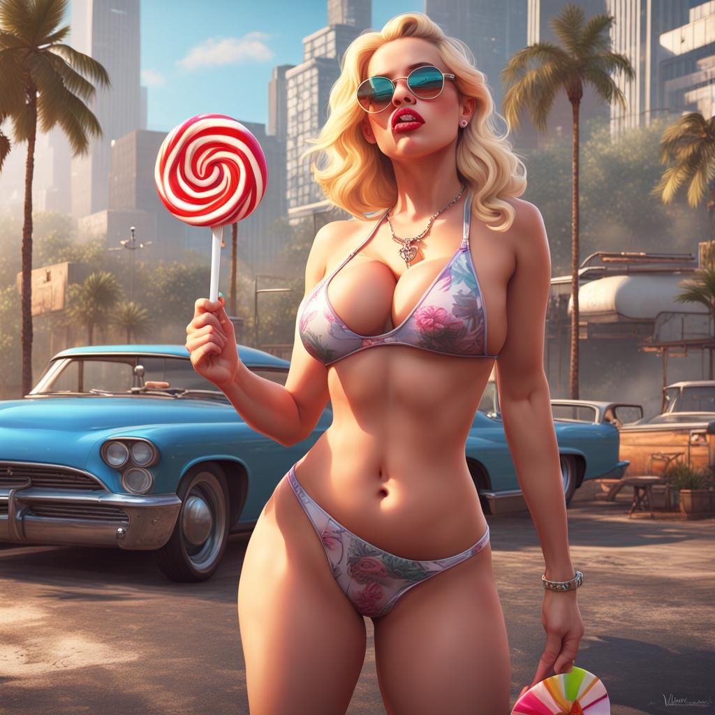 GTA Style Blonde Girl with Lollipop
